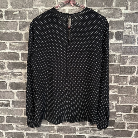 A.L.C. Black Polka Dot 100% Silk Jerry Blouse - Picture 11 of 13
